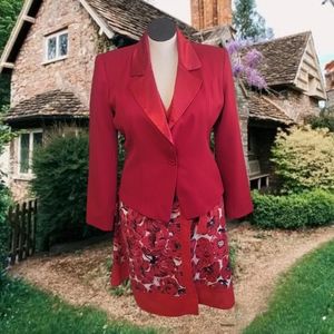 90s Red Blazer with Satin Lapel